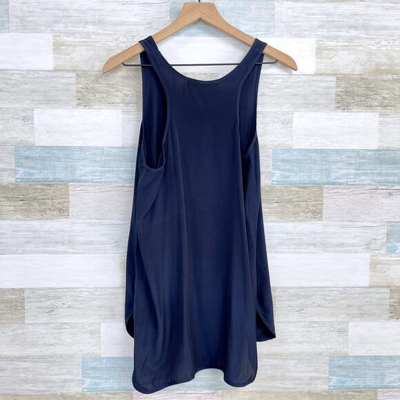Lola & Sophie Longline Scoop Neck Silky Tank Top Navy Blue Womens Small - Picture 4 of 6